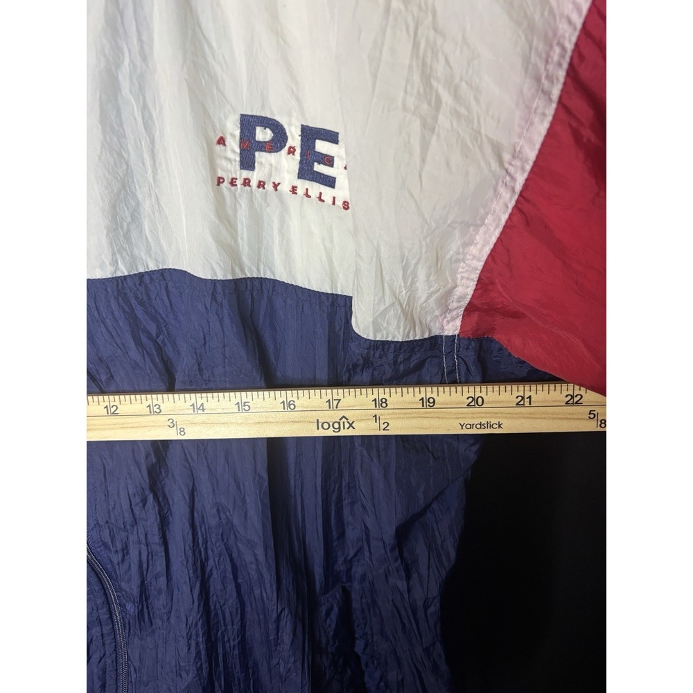Vintage 90s Perry Ellis America Windbreaker Jacket Colorblock USA Mens L - Picture 12 of 12